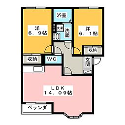 キングスビレッジM 2LDKの間取図画像