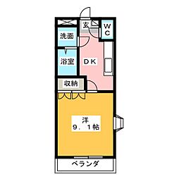 ハバナガーデン 1Kの間取図画像