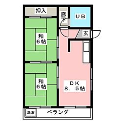 コーポ竹村 2DKの間取図画像