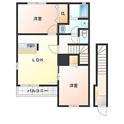 ミッテフリーデ1 2DKの間取図画像