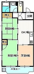 マンション雅 3DKの間取図画像