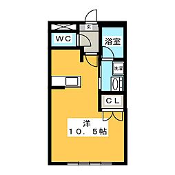 セルリアンクォーレ ワンルームの間取図画像
