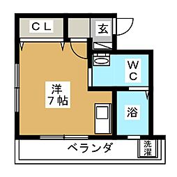 ソレイユ2 ワンルームの間取図画像