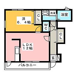 ニューグレイス 1LDKの間取図画像