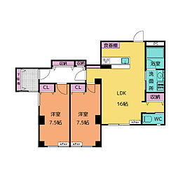 四季の里壱番館 2LDKの間取図画像