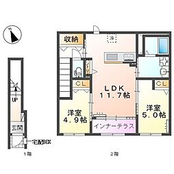 ボナール 2LDKの間取図画像