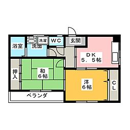 シャトル未来 2DKの間取図画像