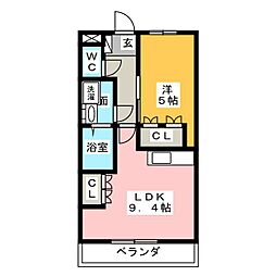 ヴレスュール 1LDKの間取図画像