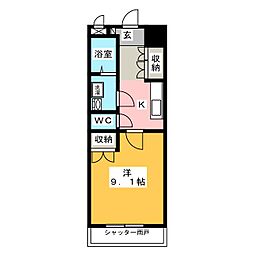 フォレスト宮西 1Kの間取図画像
