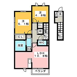 メゾンプラック 2LDKの間取図画像