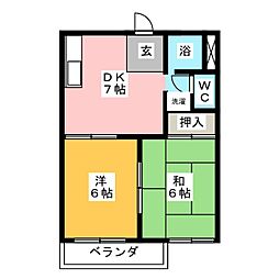 フォーブル稲沢 2DKの間取図画像