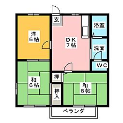 モラールB 3DKの間取図画像