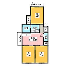 グリーンビュー稲沢 3DKの間取図画像