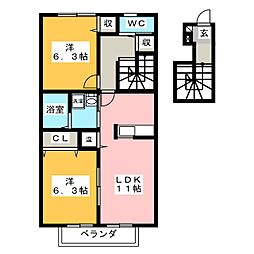 C.R.コート 2LDKの間取図画像