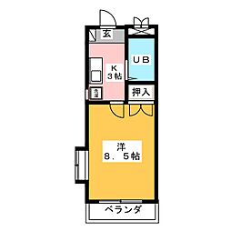 スペースユー 1Kの間取図画像