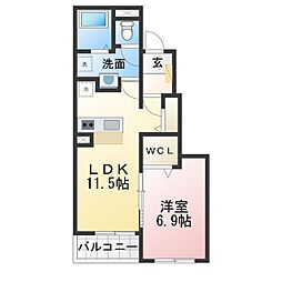 レガーレ ドゥエ 1LDKの間取図画像