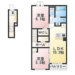 レガーレ ドゥエ 2LDKの間取図画像