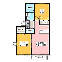 シャローム栄 2LDKの間取図画像