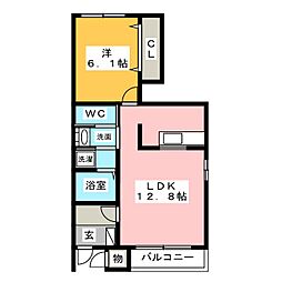 ソレイユ 1LDKの間取図画像