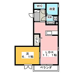 エクセル稲沢 1LDKの間取図画像