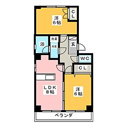 グラシオン 2LDKの間取図画像