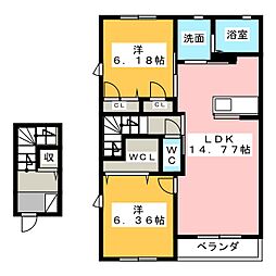 アトリオ新林 2LDKの間取図画像