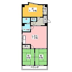 キャッスルクリーンハイツ 3LDKの間取図画像