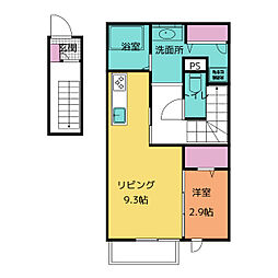 デザイア 2階1LDKの間取り