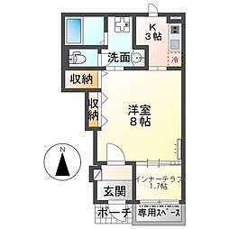 アイリスIII 1Kの間取図画像