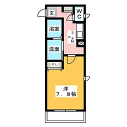 オリエントソレイユ 1Kの間取図画像