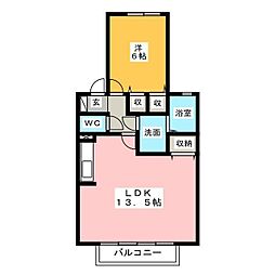 スターブル幸加A 1LDKの間取図画像