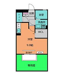 ピアチェーレKB ワンルームの間取図画像
