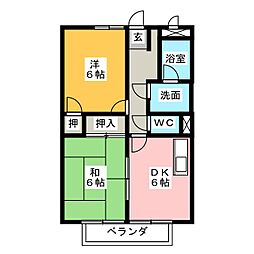 ガーデン康舟 2DKの間取図画像