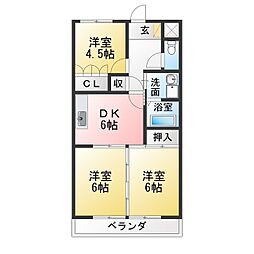 セゾンド・志水 3DKの間取図画像
