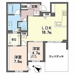 Ｕｔｏｌｅ　Ａ(ユートレア)Ｎ棟 1階2LDKの間取り