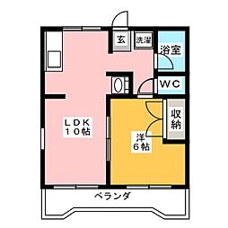 オーガスト2 1LDKの間取図画像