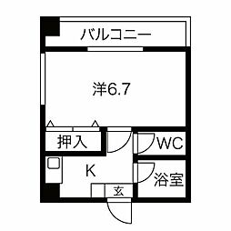 OMビル 1Kの間取図画像