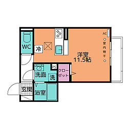 GRANDD-ROOM上重原 ワンルームの間取図画像