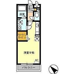 パークハイムB棟 ワンルームの間取図画像
