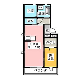リーリエ 1LDKの間取図画像