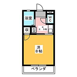 ハイツイーストリバーサンシャインA棟 1Kの間取図画像