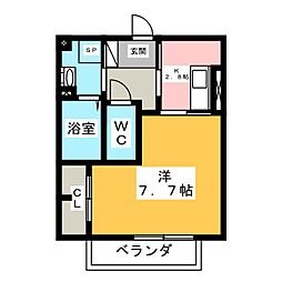リュミエール桜木町 1Kの間取図画像