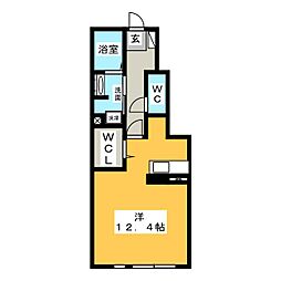 エムグランデB ワンルームの間取図画像