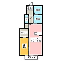 エムグランデA 1LDKの間取図画像