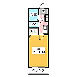 トレビアン 1Kの間取図画像