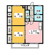 アムール上野台II  ｜ 愛知県東海市富木島町新藤塚（賃貸マンション2LDK・2階・56.20㎡） その2