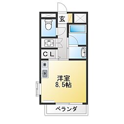 エンジェルOno ワンルームの間取図画像