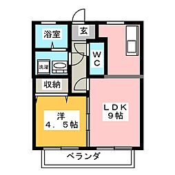 柿畑ハイム 1LDKの間取図画像