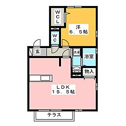 ヴィエントB 1LDKの間取図画像
