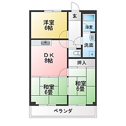 エシール共和 3DKの間取図画像